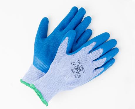 Blue Rubber Coated Gloves 12/PK