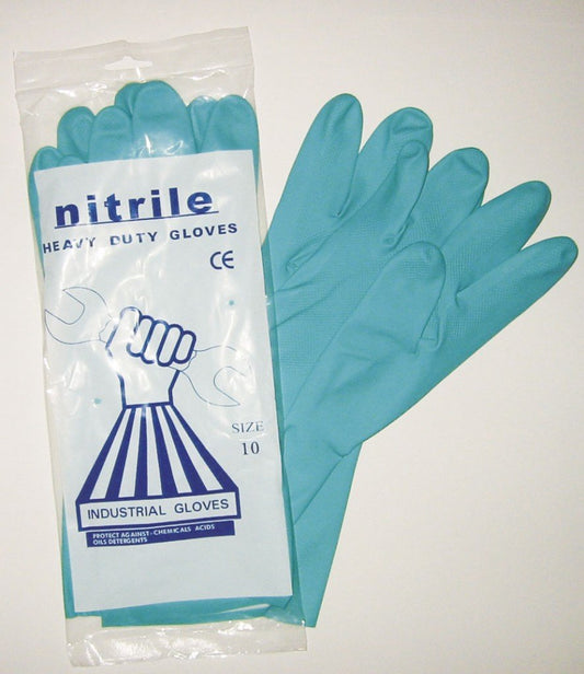 13" Green Nitrile Flock Glove Pair