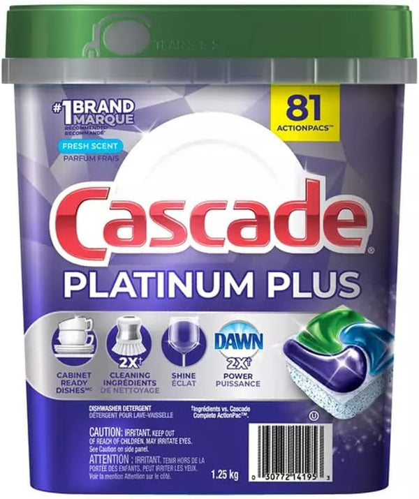 Cascade Platinum Dishwasing Cubes 81/PK