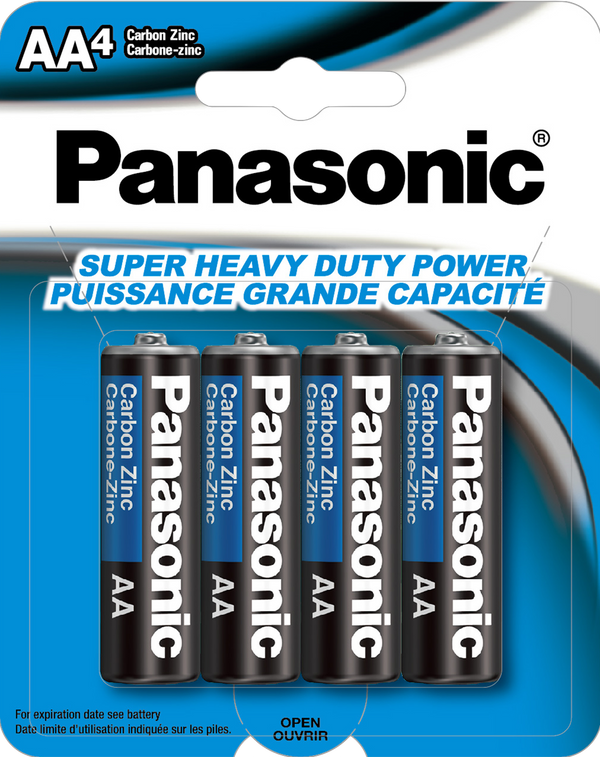 Panasonic Super Heavy Duty Power Carbon Zinc Batteries AA 4/pk