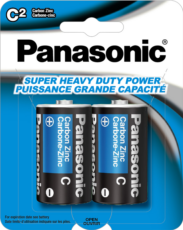 Panasonic Super Heavy Duty Power Carbon Zinc Batteries C 2/pk
