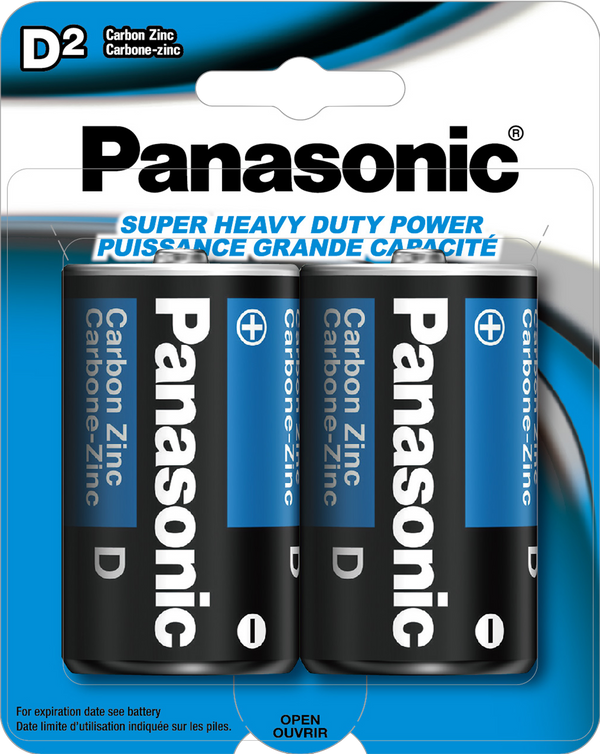 Panasonic Super Heavy Duty Power Carbon Zinc Batteries D 2/pk