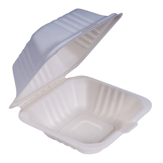 6" Bagasse Hinged Container 4x125/CS