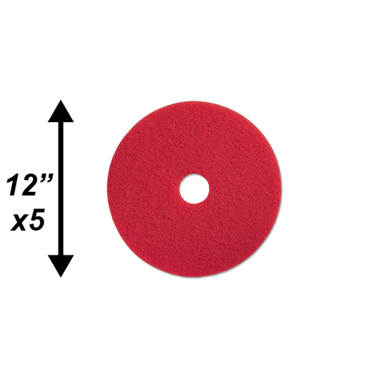 3M 5100 Red Buffer Pad, 20 in, 5/Case