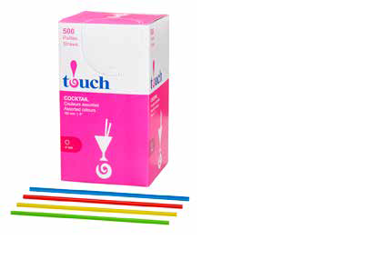 Touch 4" Cocktail Straw Assorted 9x500/CS
