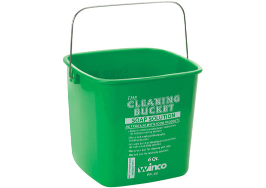 Winco 6qt Green Soap Solution Cleaning Bucket
