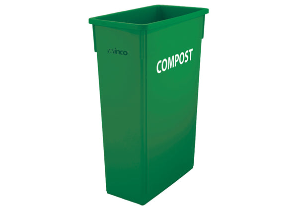 Winco 23gal Slender Green Trash Can
