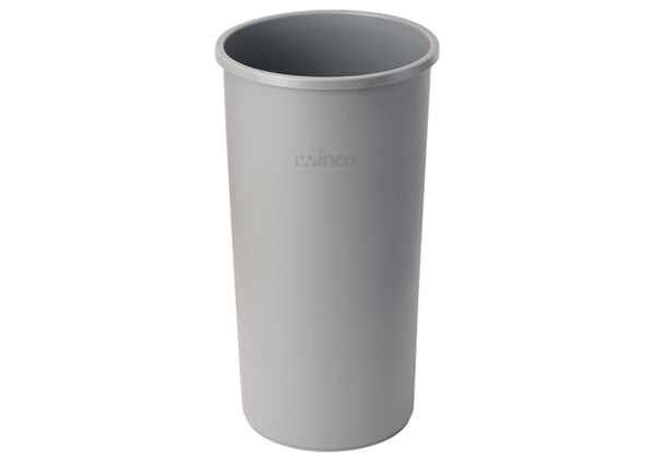 Winco 22gal Round Tall Gray Trash Can 16" Dia x 30 1/2" H