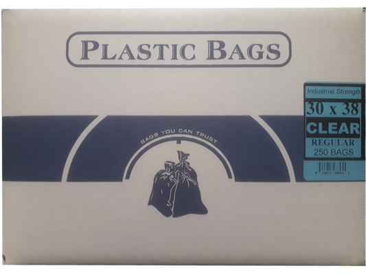 30x38  REG - CLEAR Garbage Bags 250/cs