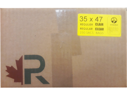 35x47  REG - CLEAR Garbage Bags 250/cs